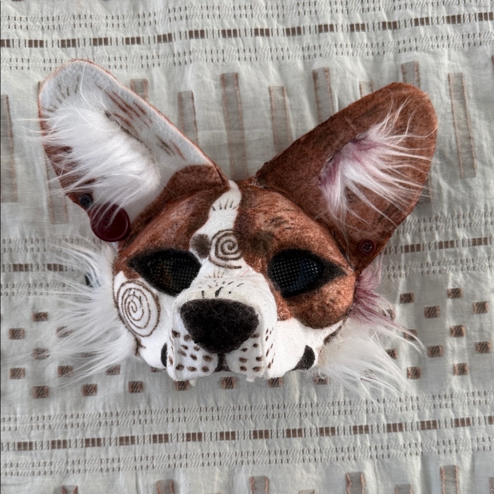 Brown and White Animal Therian Mask